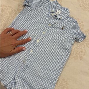 Ralph Lauren Light Blue Checkered Baby Bodysuit